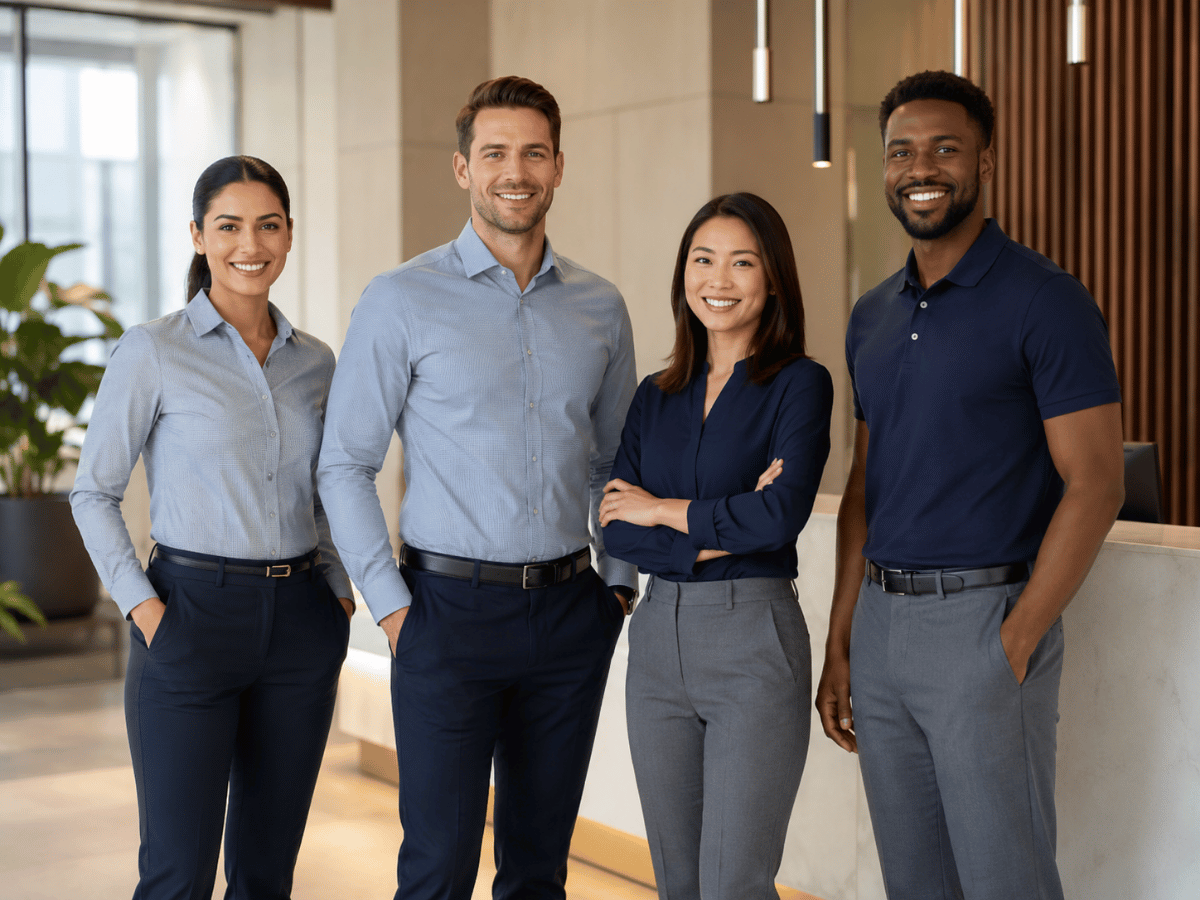 Corporate staff wearing professional custom uniforms in Abu Dhabi