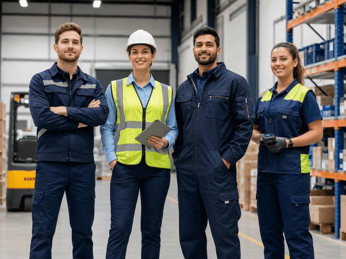 Industrial team wearing professional workwear uniforms in Abu Dhabi