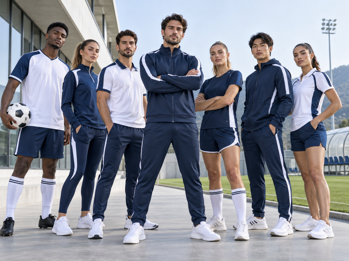 Custom sportswear team wearing coordinated training and team uniforms in Abu Dhabi