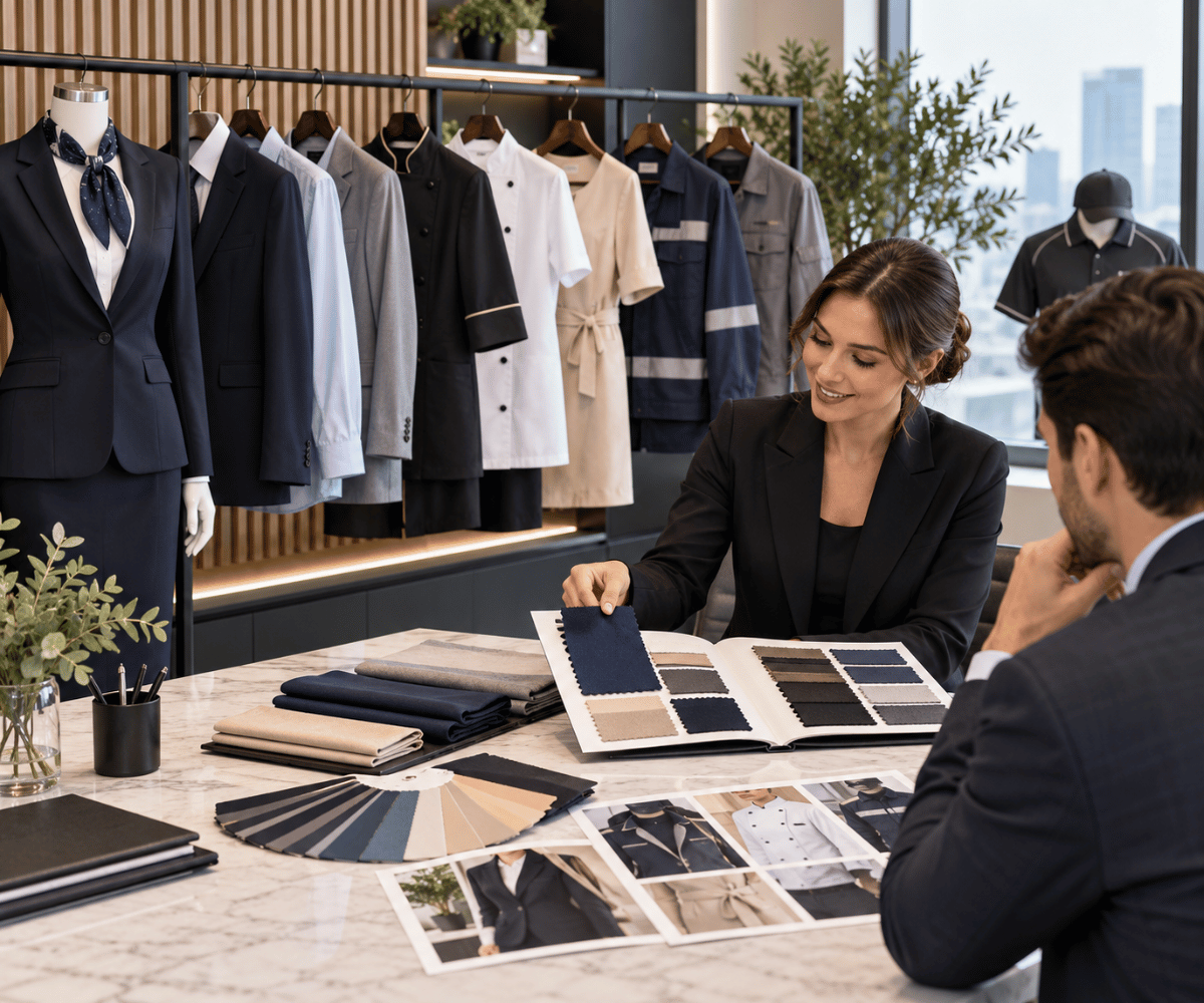 Custom uniform selection and branding options in Abu Dhabi