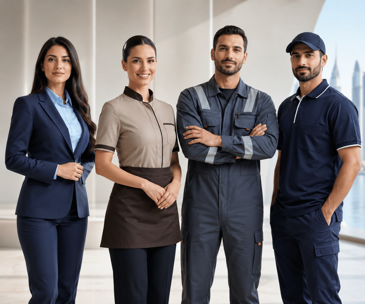 Custom uniforms in Abu Dhabi for corporate, hospitality, workwear and sports teams
