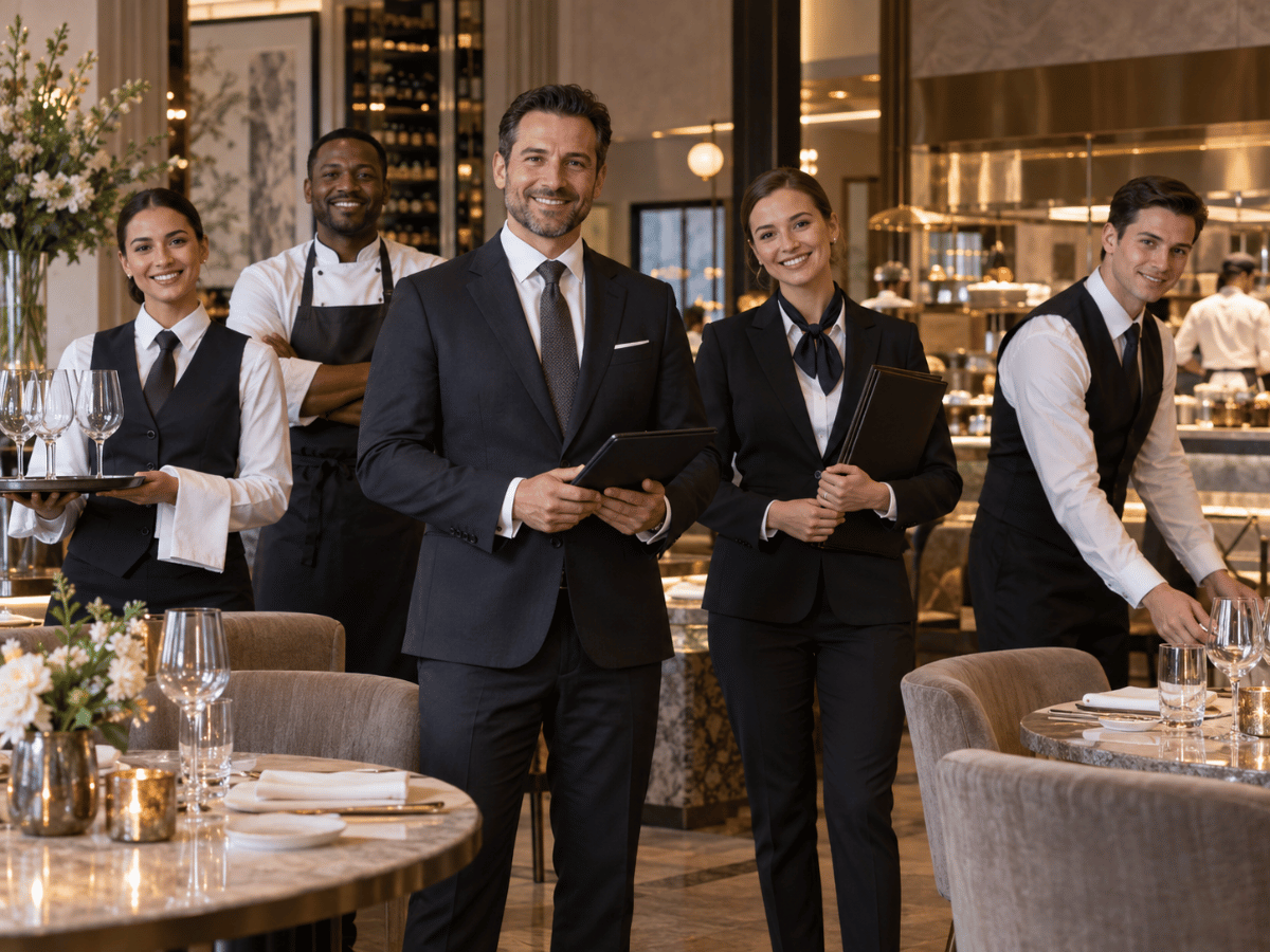 Restaurant and service staff hospitality uniforms