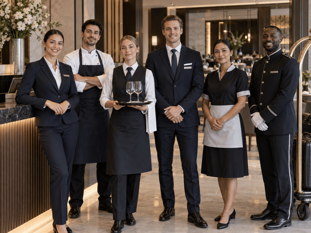 Hospitality uniforms for hotel and restaurant staff in Abu Dhabi
