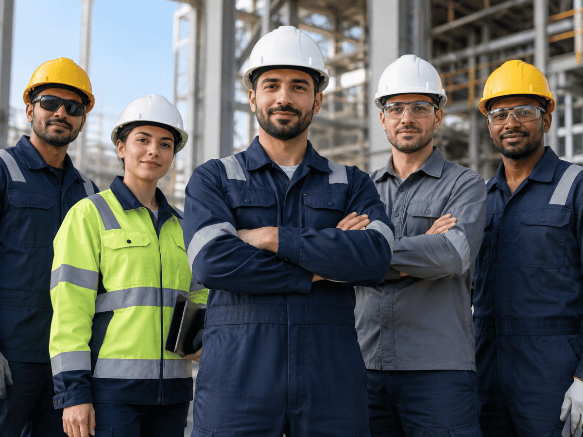 Industrial uniforms in Abu Dhabi including coveralls and workwear